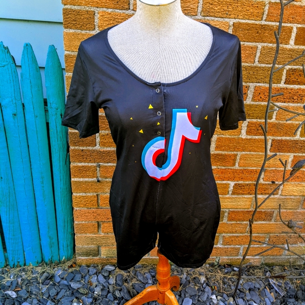 Kids XXL Women Small Tik Tok Romper Black